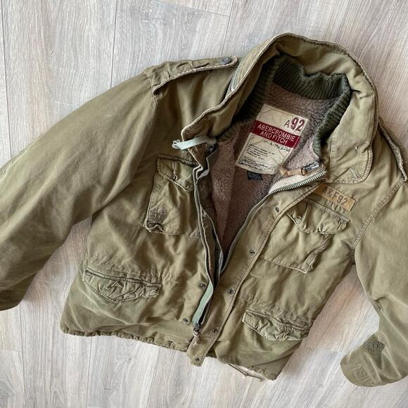 Abercrombie & Fitch Men's Y2K Military Green Field Jacket HTF 90's Vintage Large - Picture 8 of 8